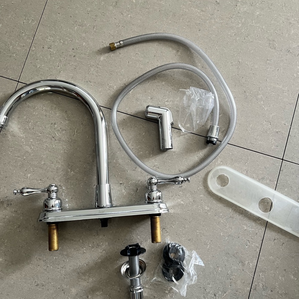 Chrome Two-Handle Kitchen Faucet with Side Spray